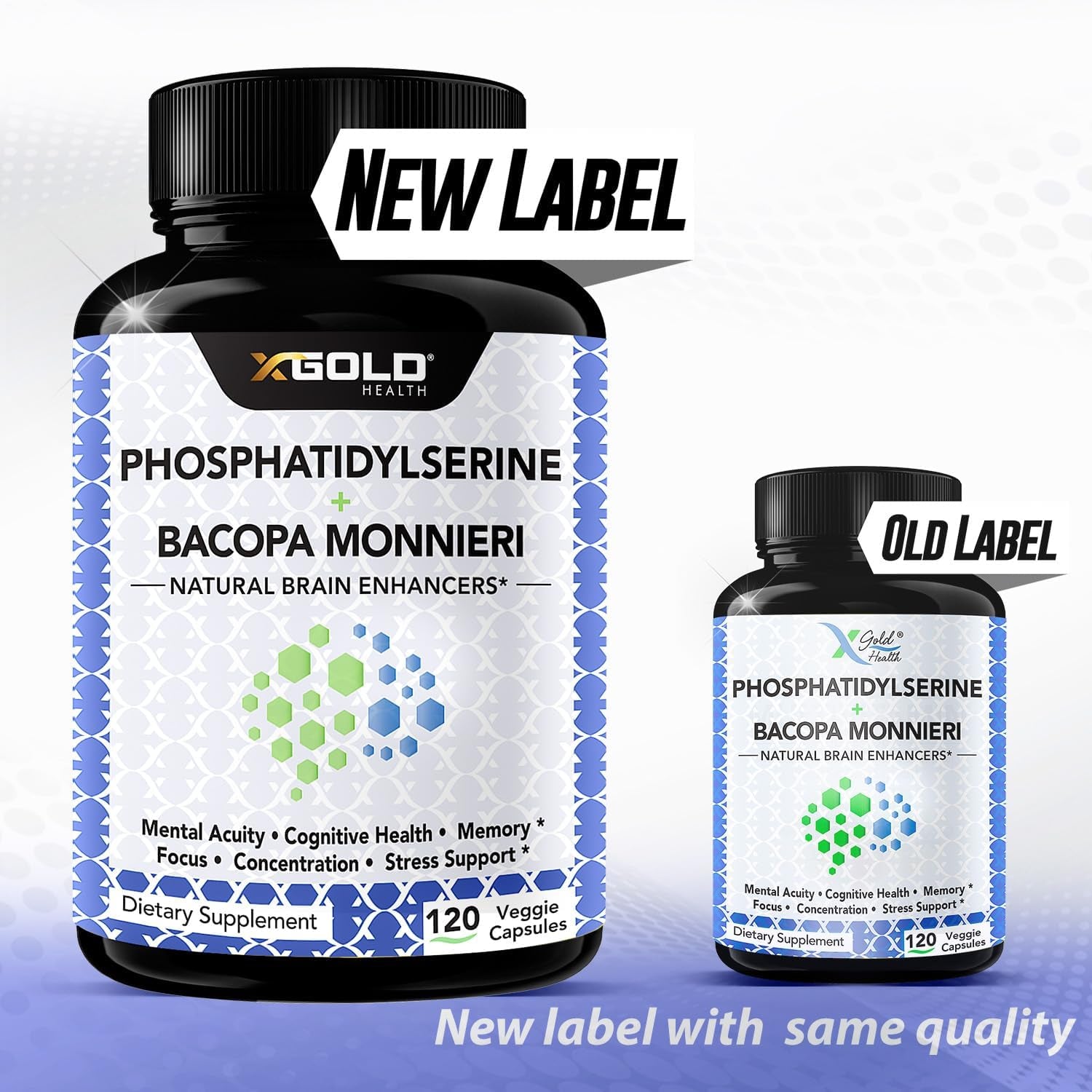 Phosphatidylserine & Bacopa Monnieri 400 Mg 2 in 1 Supplement - Natural Brain Enhancer/Nootropic - 120 Vegetarian Capsules