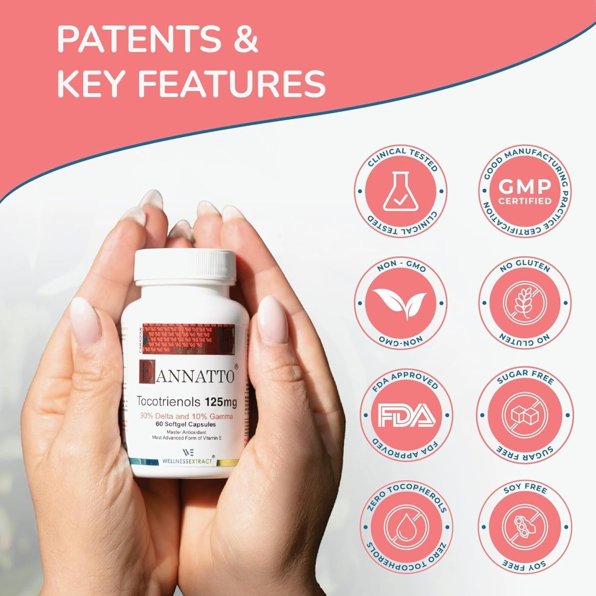 Eannatto Tocotrienols Vitamin E Supplements (125MG 60 Softgels) - Suppviv