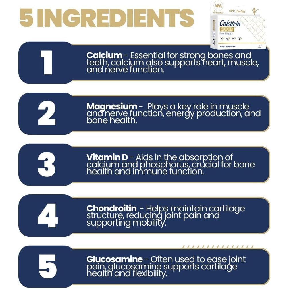 Calcitrin Gold Dietary Supplement, Mobility Reinforcement, 60 Tablets
