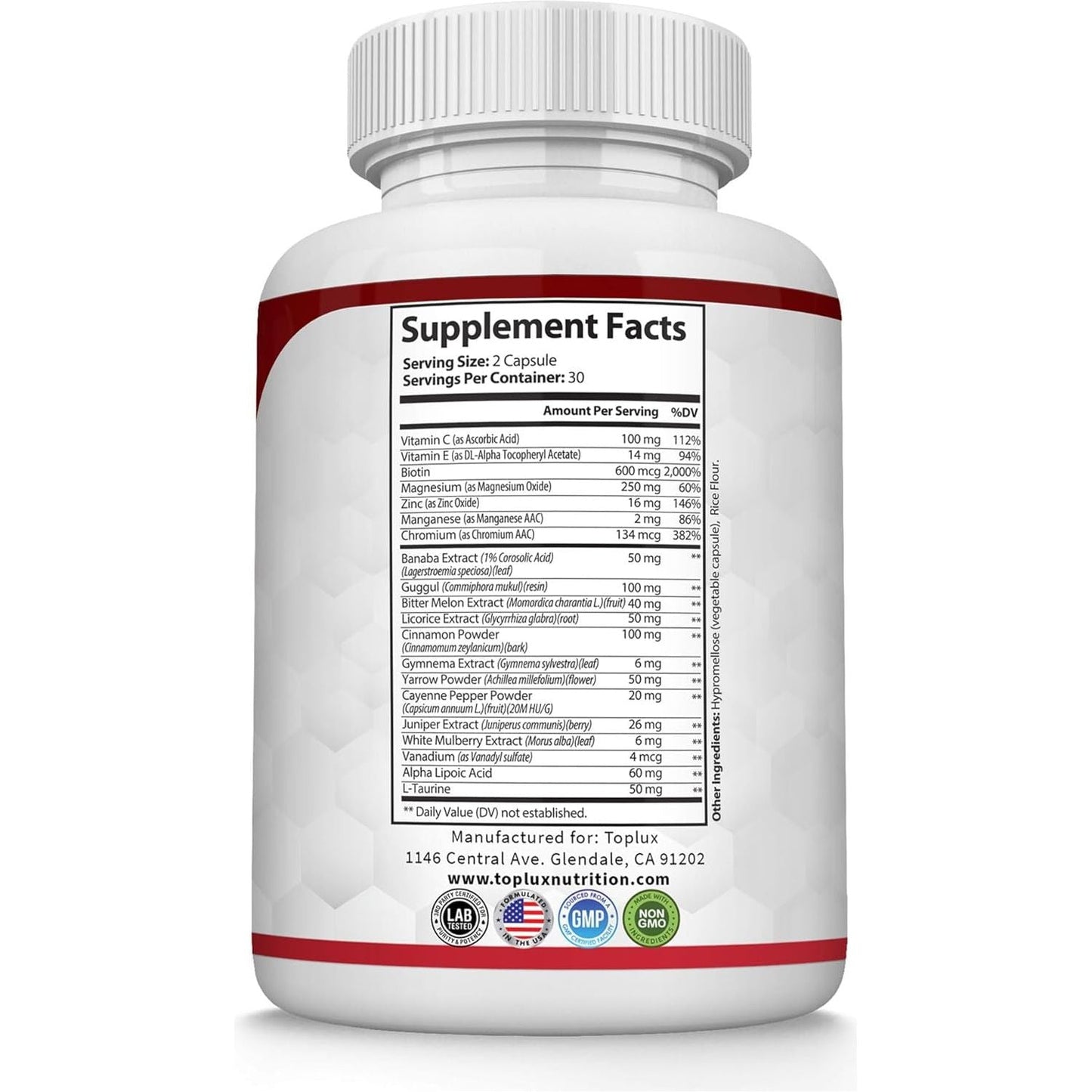 Blood Sugar Complex Supplement - Supports Healthy Blood Sugar Levels Already within Normal Range 60 Capsules