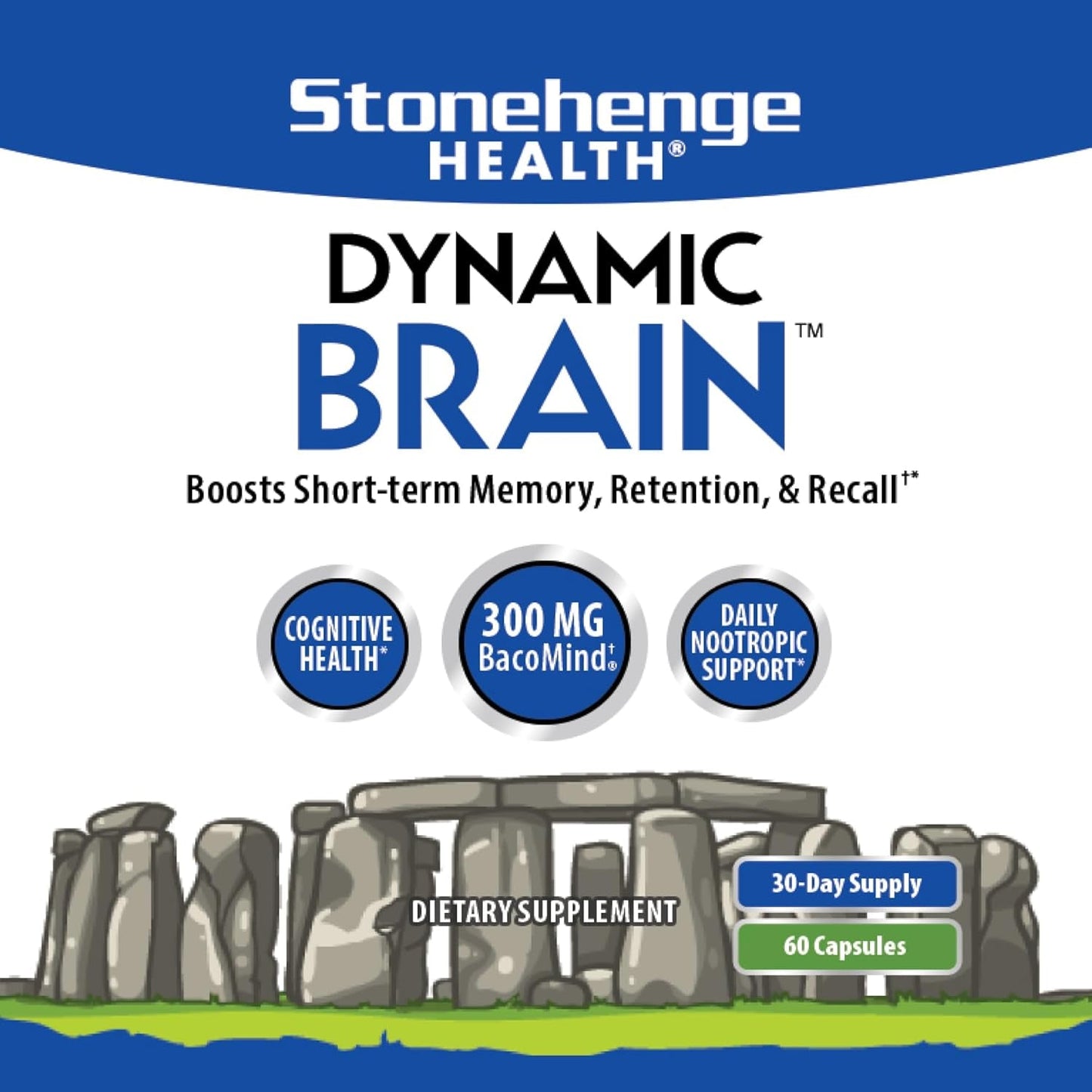 Stonehenge Health Dynamic Brain Supplement  for Memory Acquisition, Retention, & Recall