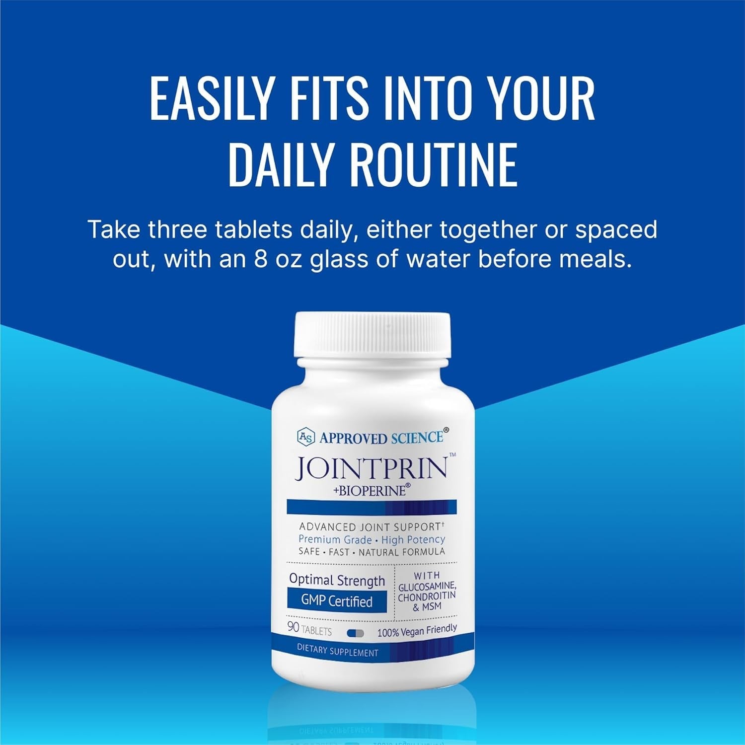 Approved Science Jointprin - Glucosamine, MSM, Chondroitin, Turmeric, Boswellia, Bioperine - 90 Tablets - 1 Month Supply