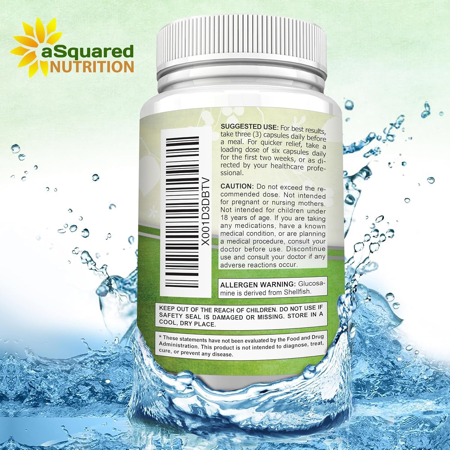 Asquared Nutrition Glucosamine Chondroitin Turmeric MSM Boswellia - 120 Capsules 