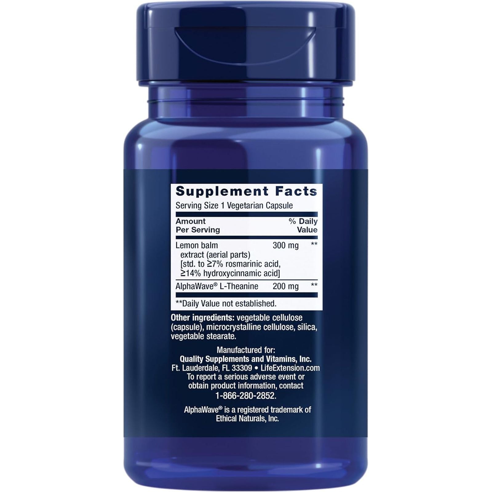 Life Extension Enhanced Stress Relief, Lemon Balm Extract for Stress, Gluten-Free, Non-Gmo, Vegetarian, 30 Capsules