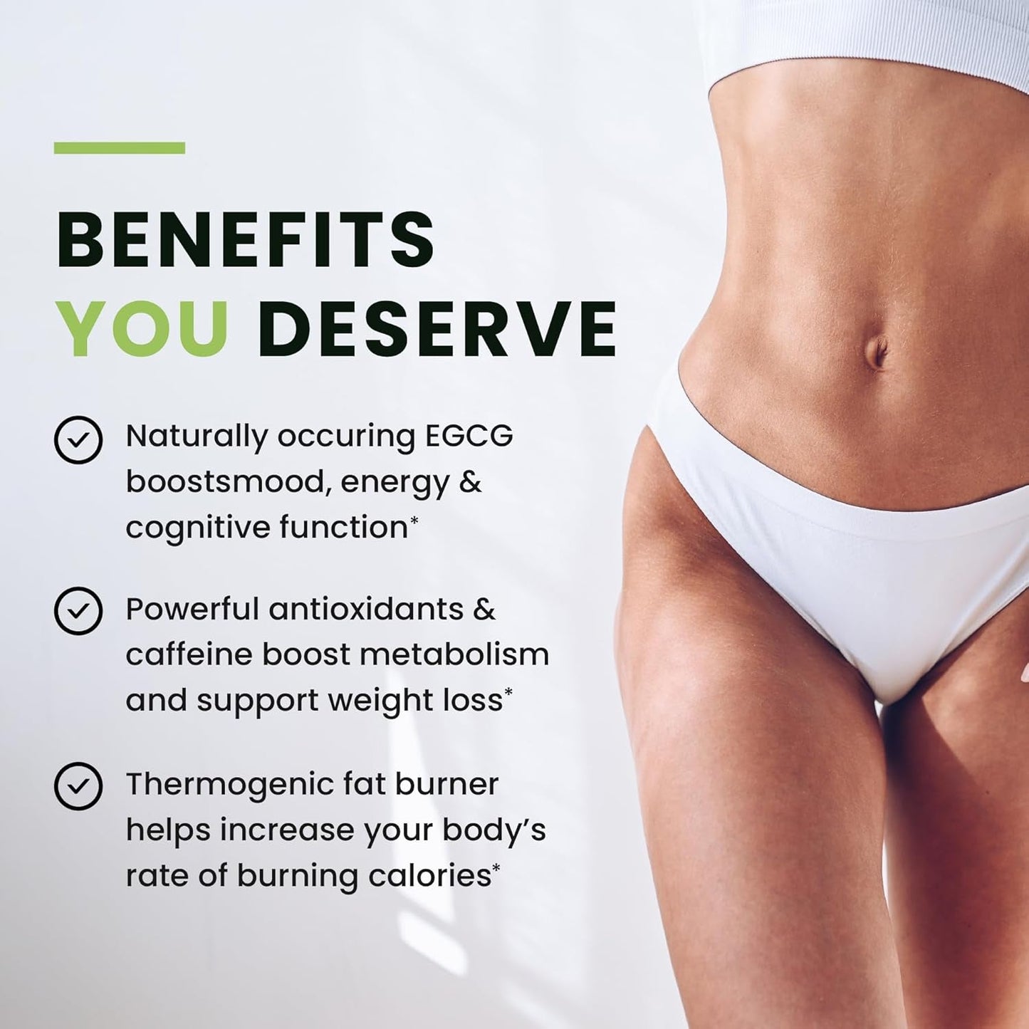 Green Tea Weight Loss Pills | 45% EGCG | Stomach Fat Burner, Metabolism Booster & Appetite Suppressant 60 Count