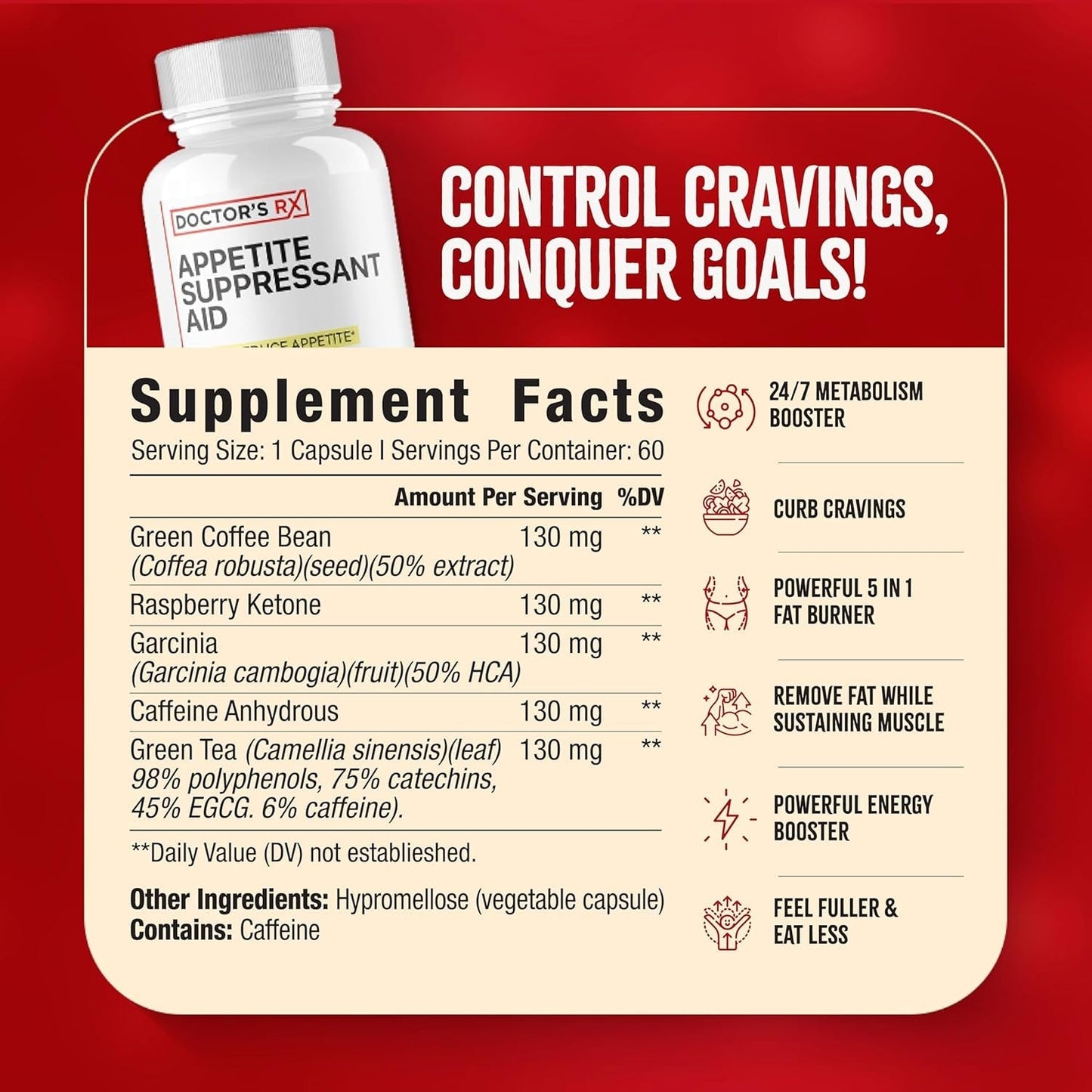 DRX Appetite Suppressant Weight Loss Pills for Women - New Belly Fat Burner - 60 Capsules