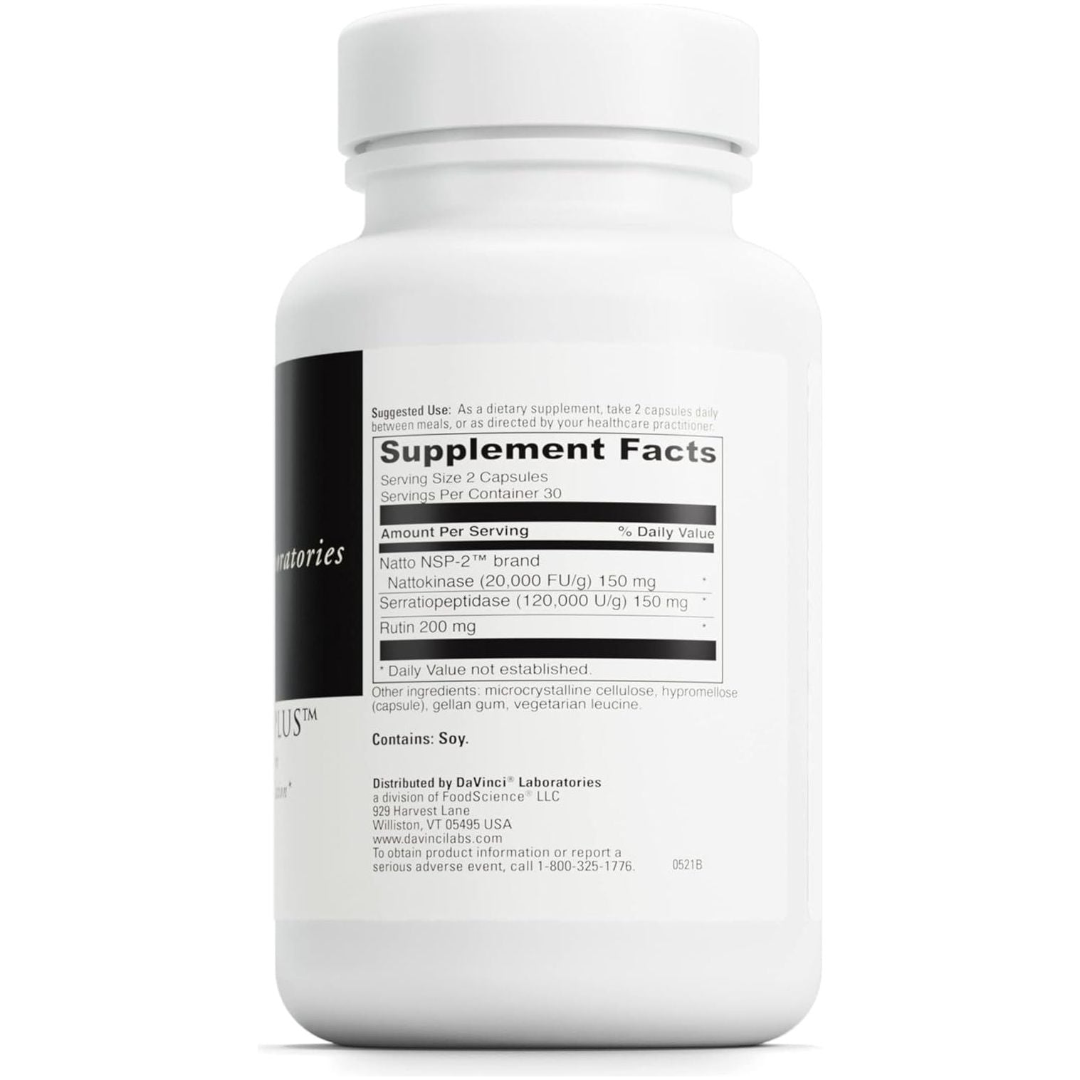 DAVINCI Labs Nattokinase plus for Comprehensive Blood Flow Support for Men & Women 60 Vegetarian Capsules