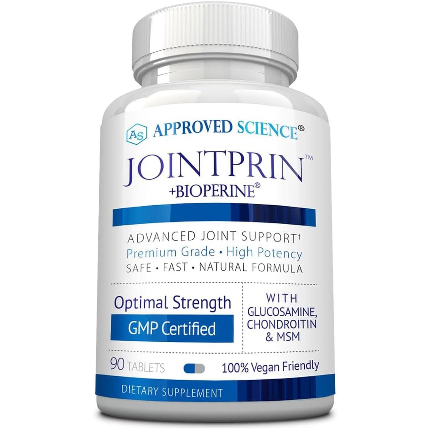 Approved Science Jointprin - Glucosamine, MSM, Chondroitin, Turmeric, Boswellia, Bioperine - 90 Tablets - 1 Month Supply