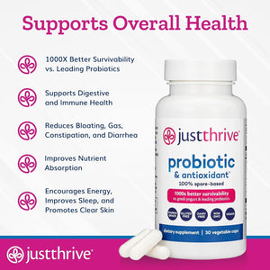 Just Thrive Probiotic & Antioxidant Supplement - Gluten Free, 30 Caps