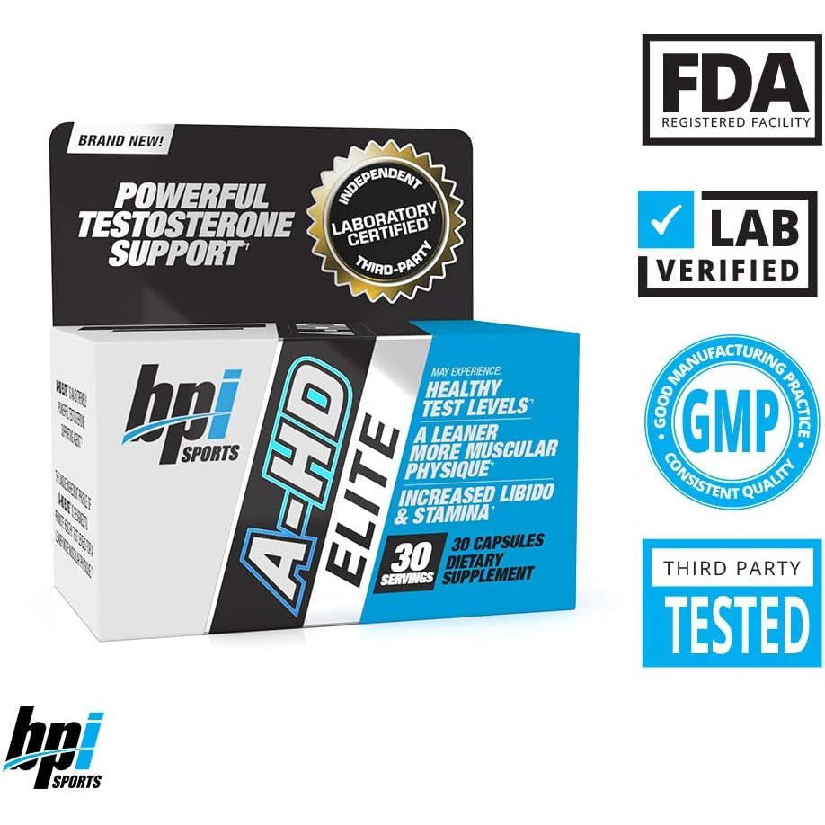 BPI Sports A-HD Elite – Men’S Powerful Testosterone Booster – Natural Stamina, Strength, Sexual Support 30 Servings