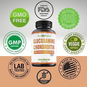 Glucosamine Chondroitin MSM Boswellia Curcumin Bromelain Quercetin - 90 Caps/30 Servings