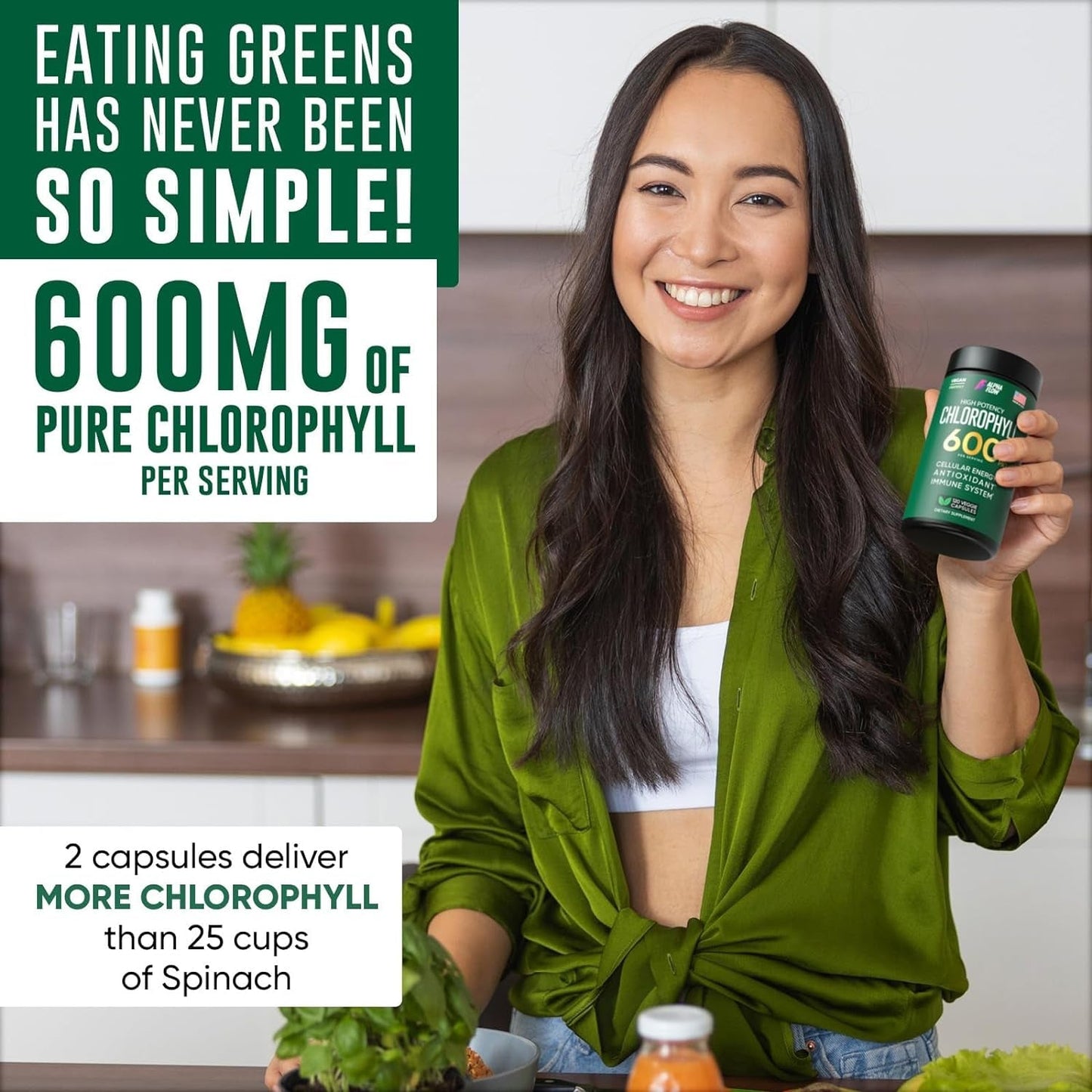 Chlorophyll Capsules 600 Mg - Natural Chlorophyll Pills for Women & Men