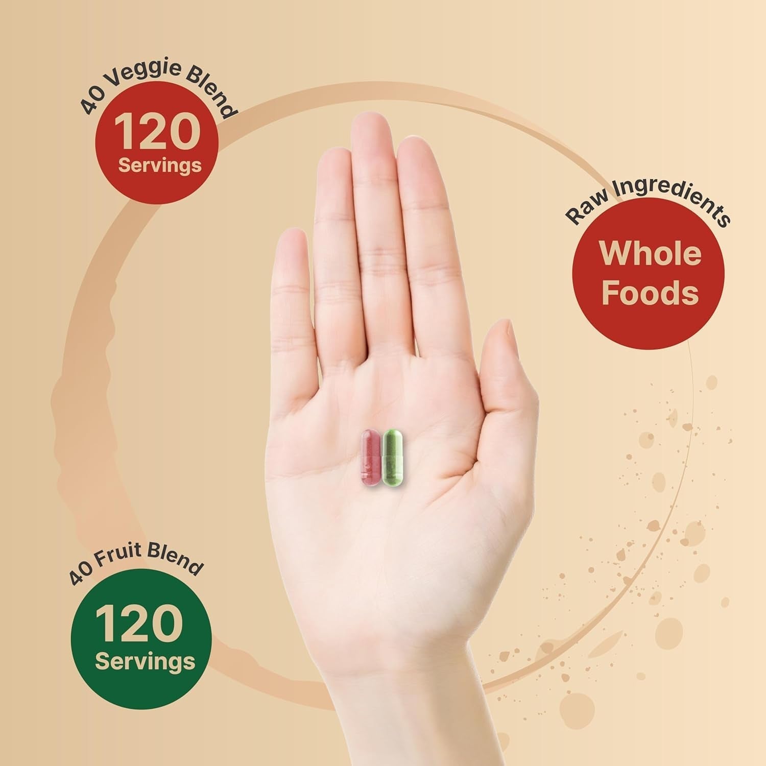 Fruit and Veggies Supplement – 480 Total Vegetarian Capsules | Balance of Natural 40 Whole Fruits & Veggies Blend | Fresh Superfood Formula with Vitamins and Minerals – Non-Gmo