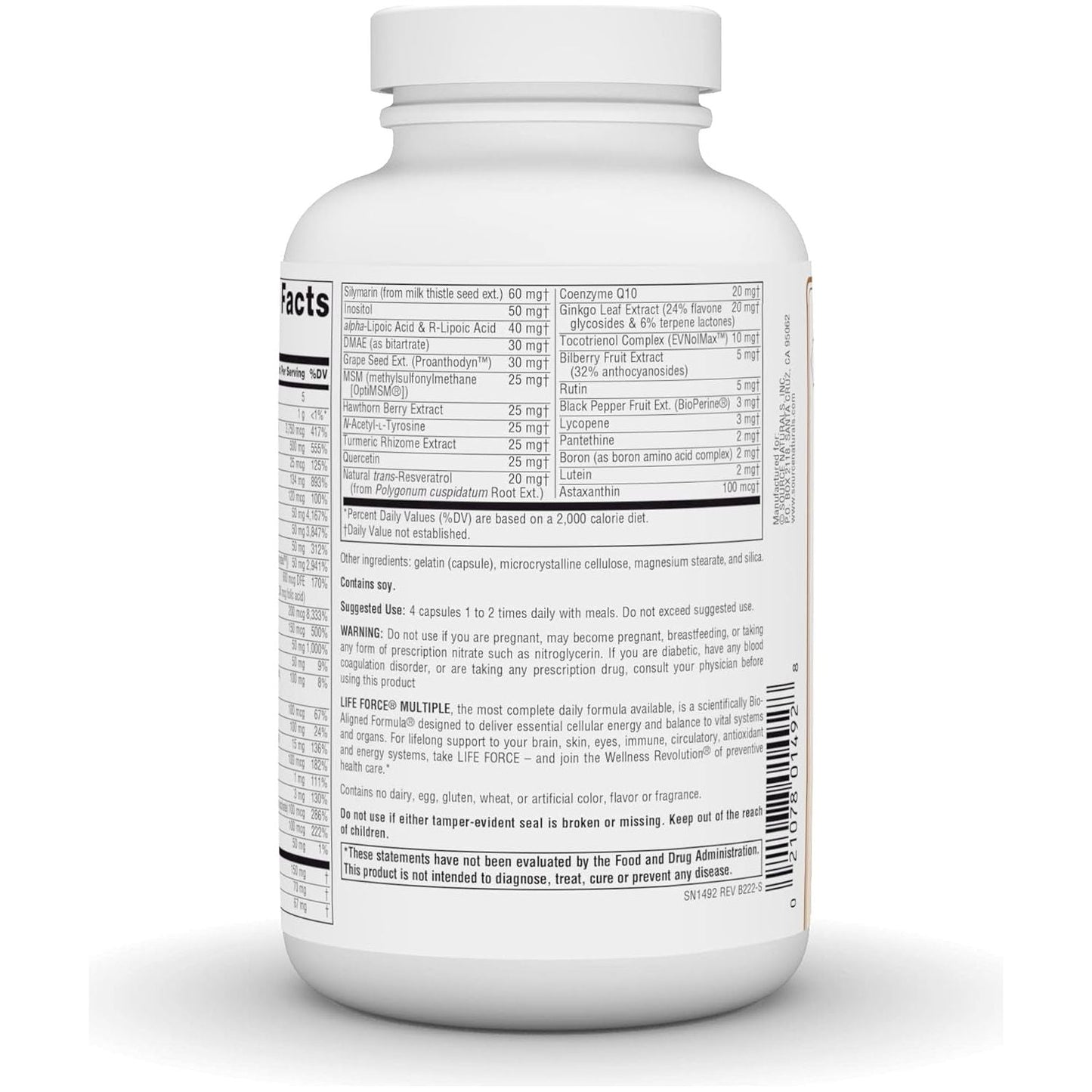 Source Naturals Life Force Multiple, Energy Activator*, Daily Multivitamin - 180 Capsules