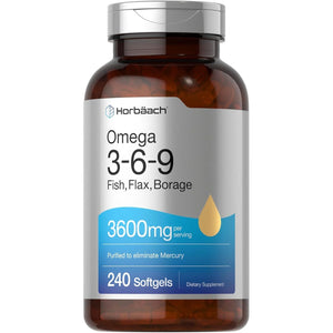 Horbäach Triple Omega 3-6-9 240 Softgels | from Fish, Flaxseed, Borage Oils