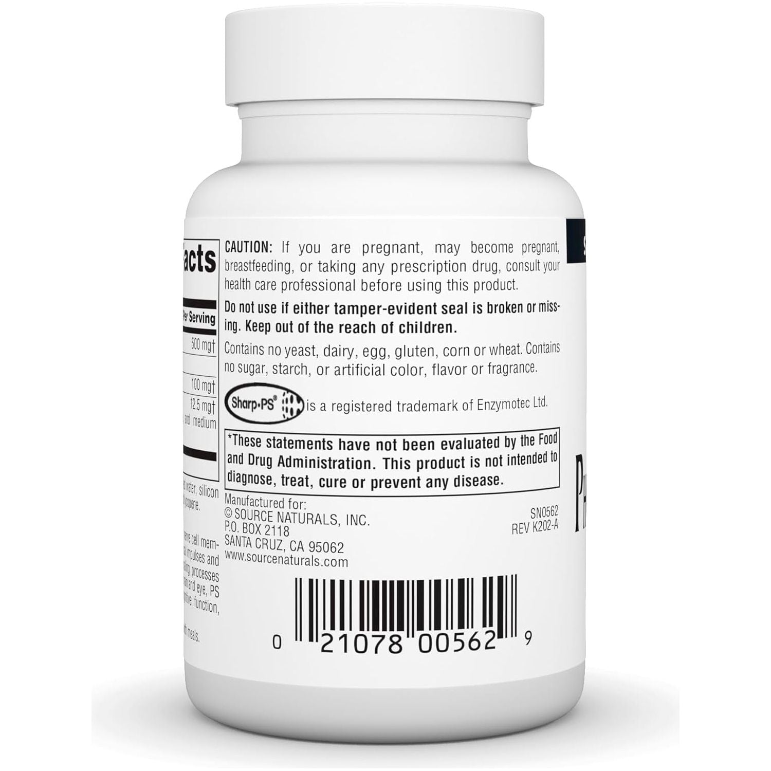 Source Naturals Phosphatidyl Serine Complex Stablilized Enzyme Supplement 500Mg - 100% Pure - 60 Softgels