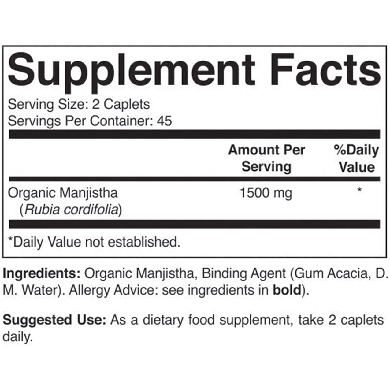 Brieofood Organic Manjistha 1500Mg, 45 Servings, Vegetarian, Gluten Free