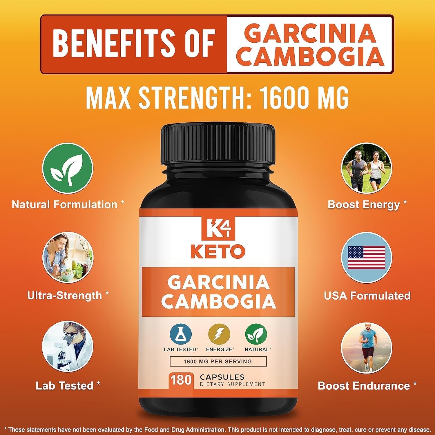 Garcinia Cambogia 1600 Mg (180 Capsules) - Pure Natural Extract Supplement Pills