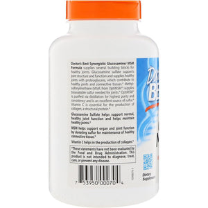 Doctor'S Best Synergistic Glucosamine MSM with Optimsm,  Joint Support, 180 Caps