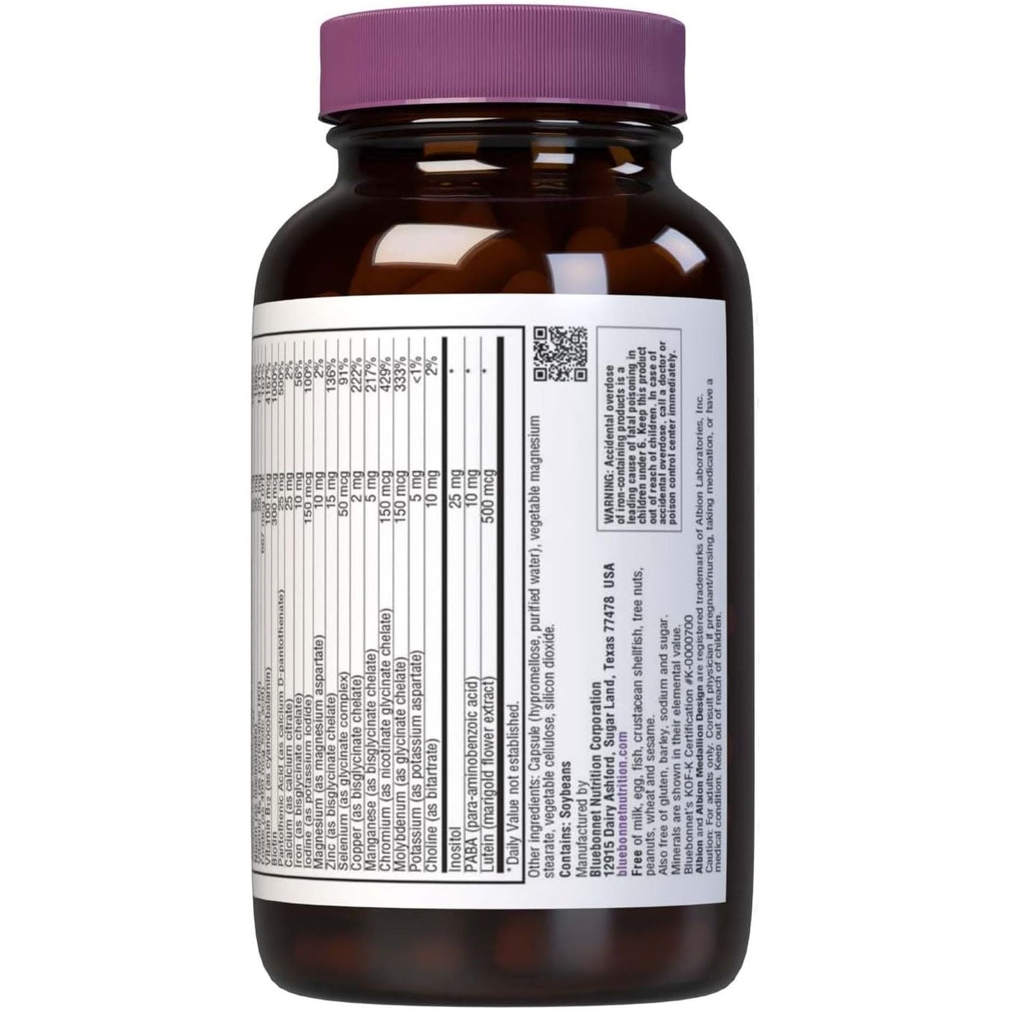 Bluebonnet Nutrition Multi One (With Iron), Complete Full Spectrum Multiple Vitamin Supplement 120 Count