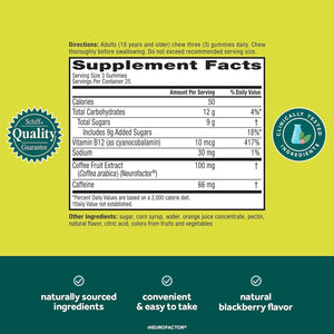 NEURIVA Brain + Energy Gummies, Nootropic Brain Supplements for Focus and Concentration 75 Count