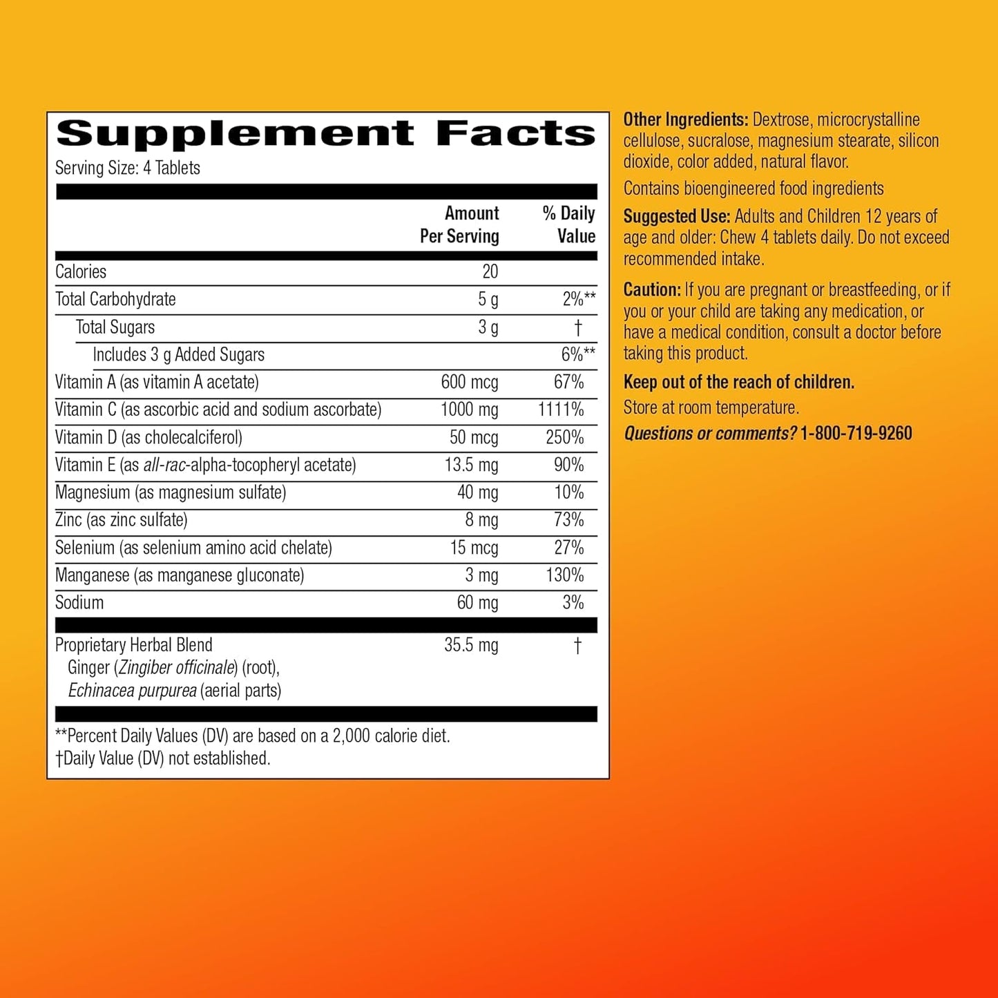 Amazon Basic Care Immune Support Berry Chew Tablets, 116 Count