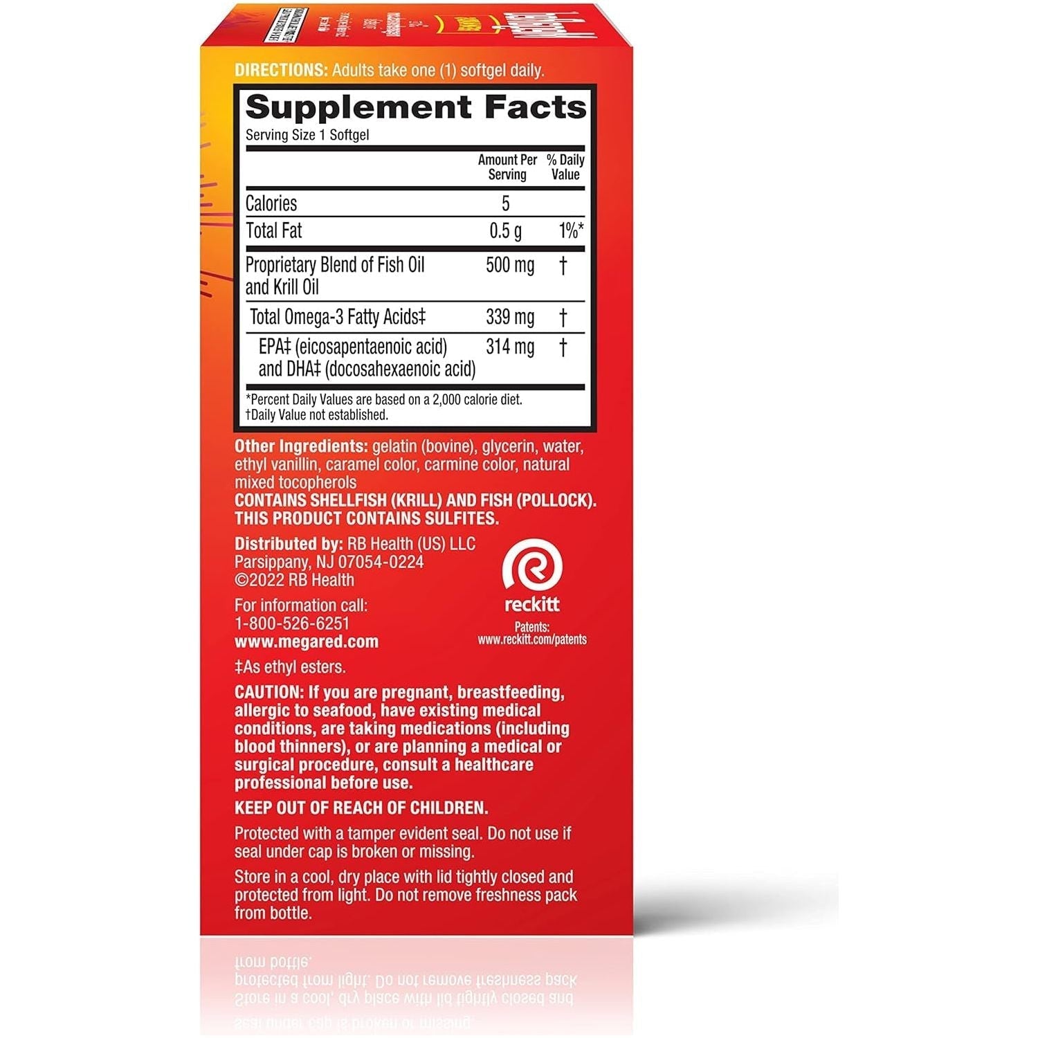 Megared Omega-3 Fish Oil + High Absorption Krill Oil 500Mg Softgels (80 Count)