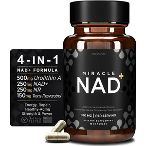 Miracle NAD with Urolithin a Supplement , Trans Resveratrol - Healthy-Aging, Cellular Energy & Repair - 60 Capsules