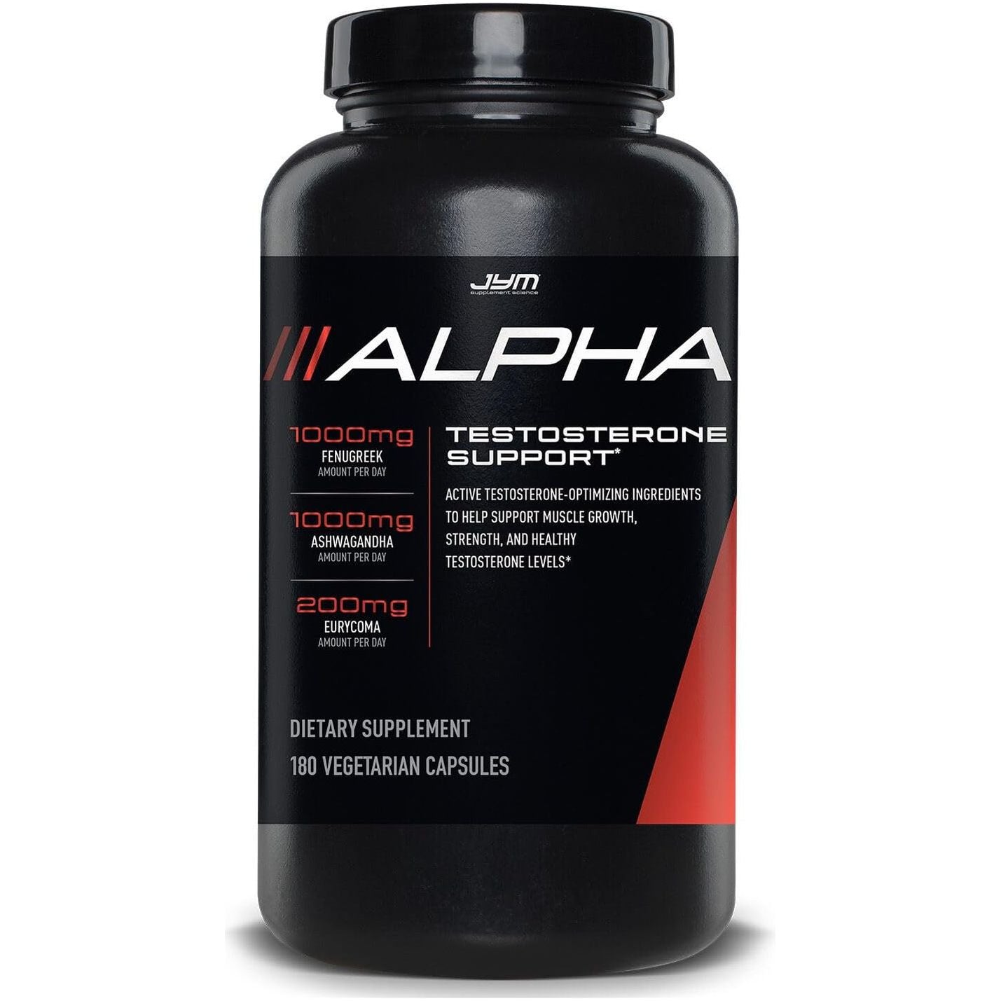 Alpha JYM Testosterone Support | Male Vitality, Hormone Optimization 180 Capsules