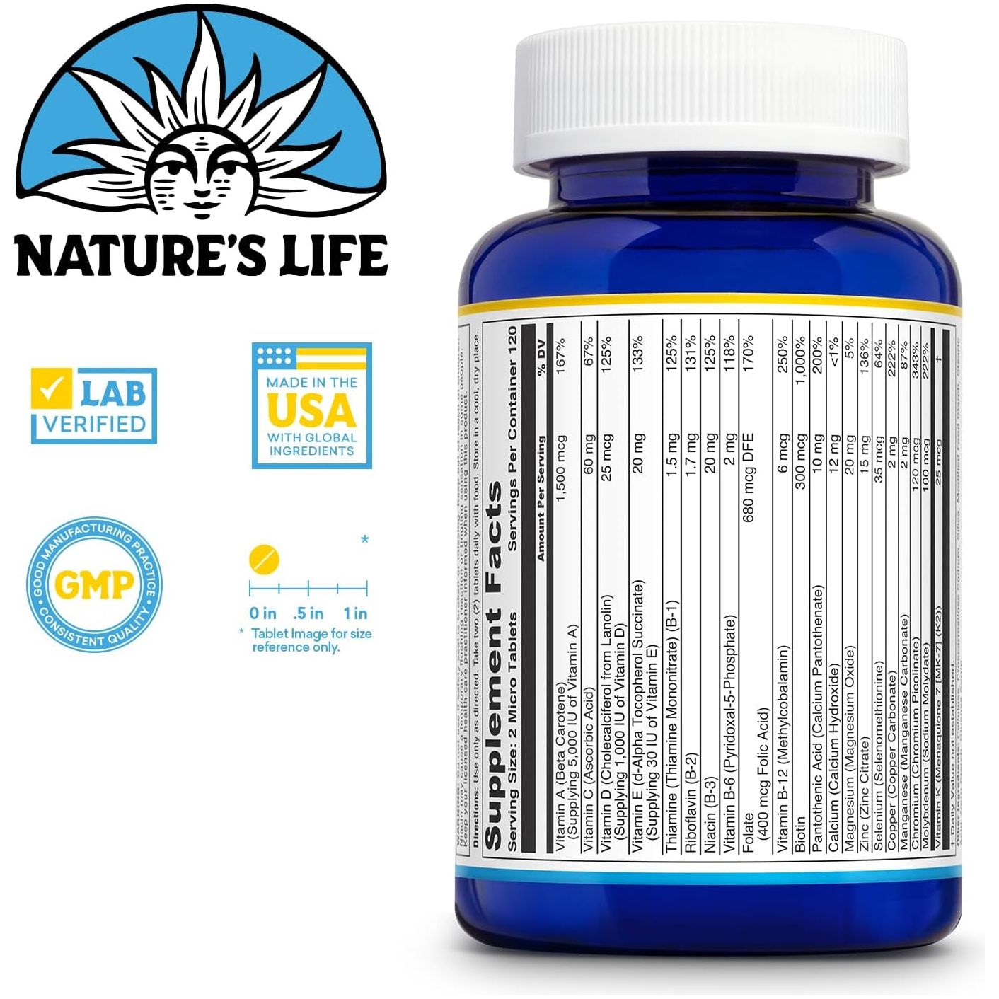 Nature'S Life Mighty Mini Vite - Daily Multivitamin for Immunity and Energy Metabolism Support - Lab Verified - 120 Servings