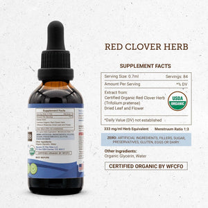 Red Clover Herb USDA Organic Tincture | Made from 100% Certified Organic Red Clover Herb 2 Oz
