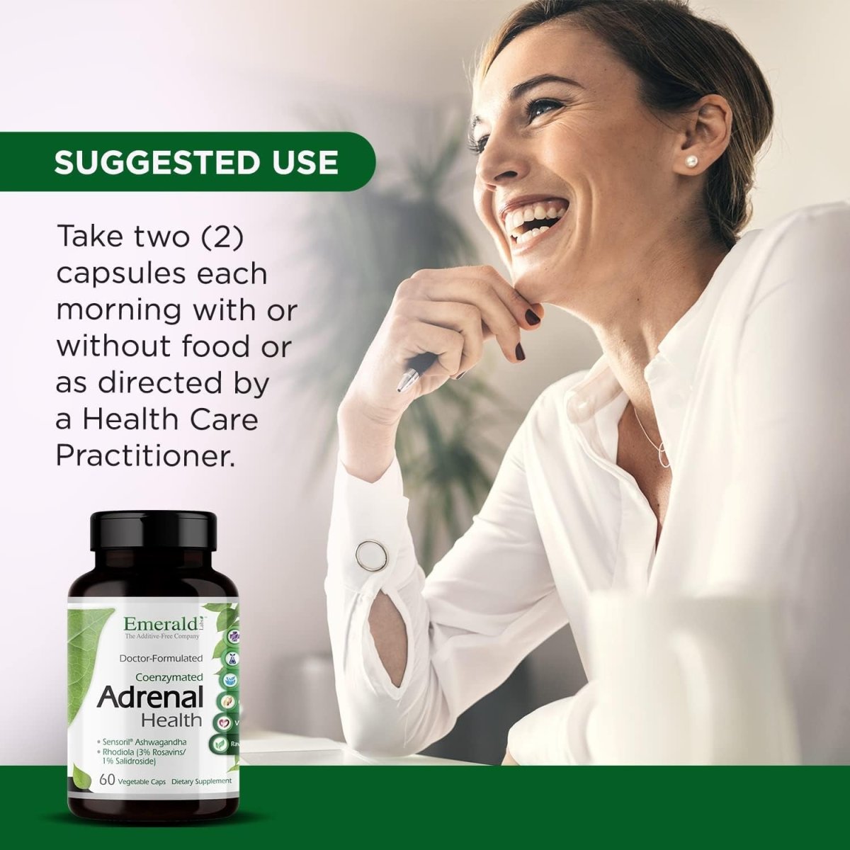 EMERALD LABS Adrenal Health - Stress Relief, Energy Support & Restorative Sleep 60 Capsules - Suppviv