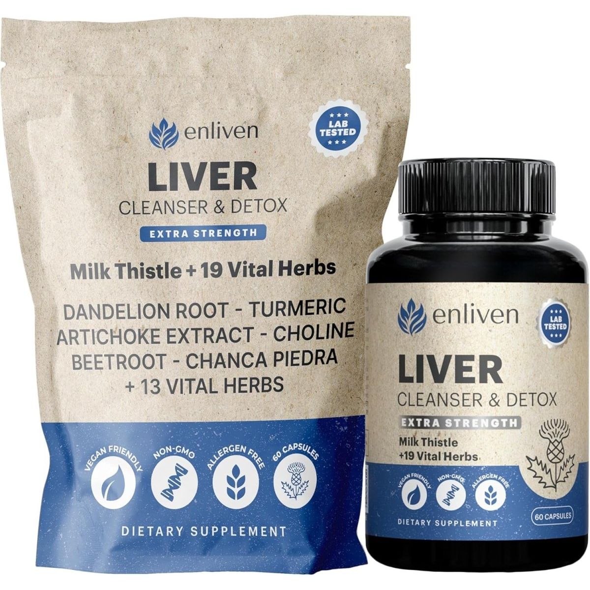 Enliven Liver Cleanse Detox & Repair Supplement (60 Capsules) - Suppviv