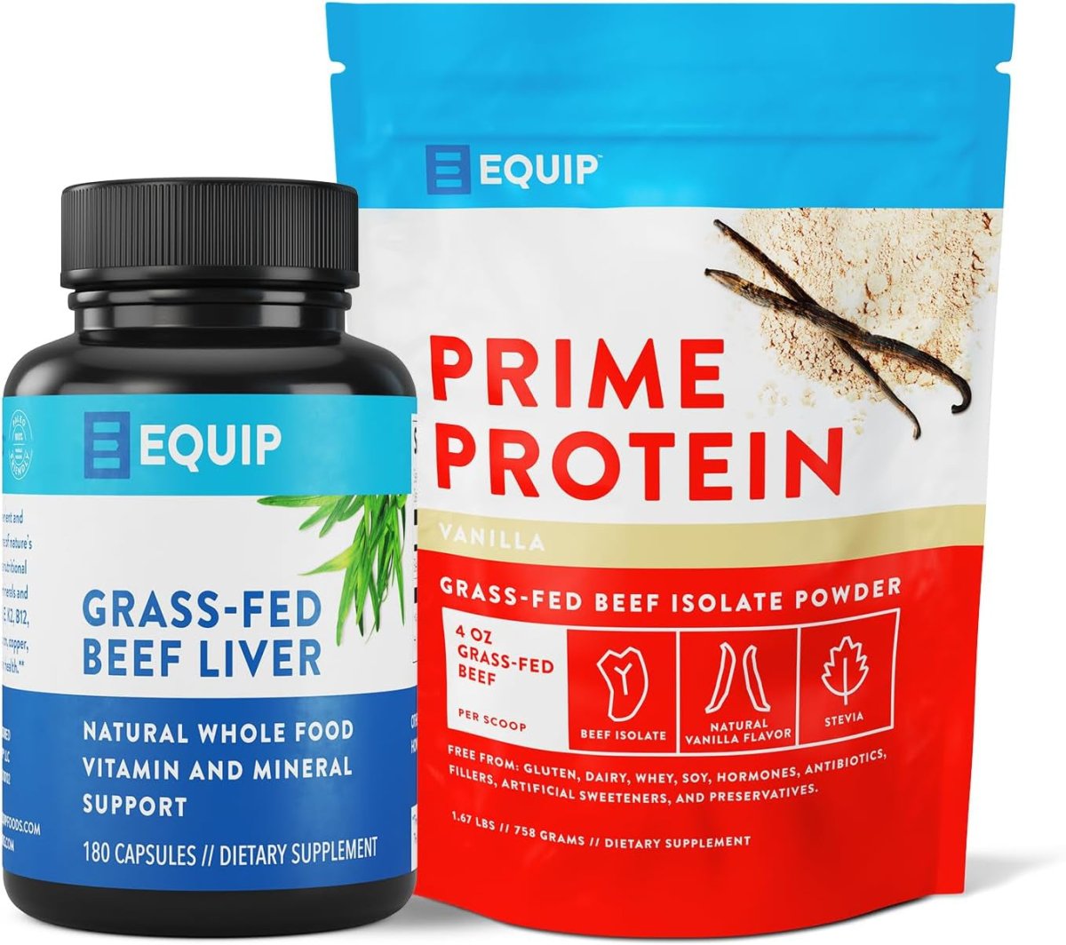 Equip Foods Grass - Fed Beef Liver Capsules & Prime Protein Powder Vanilla - Suppviv