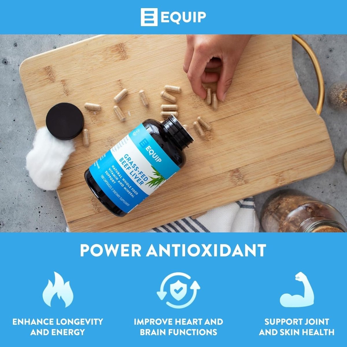 Equip Foods Grass - Fed Beef Liver Supplement (180 Capsules, 30 Servings) - Suppviv