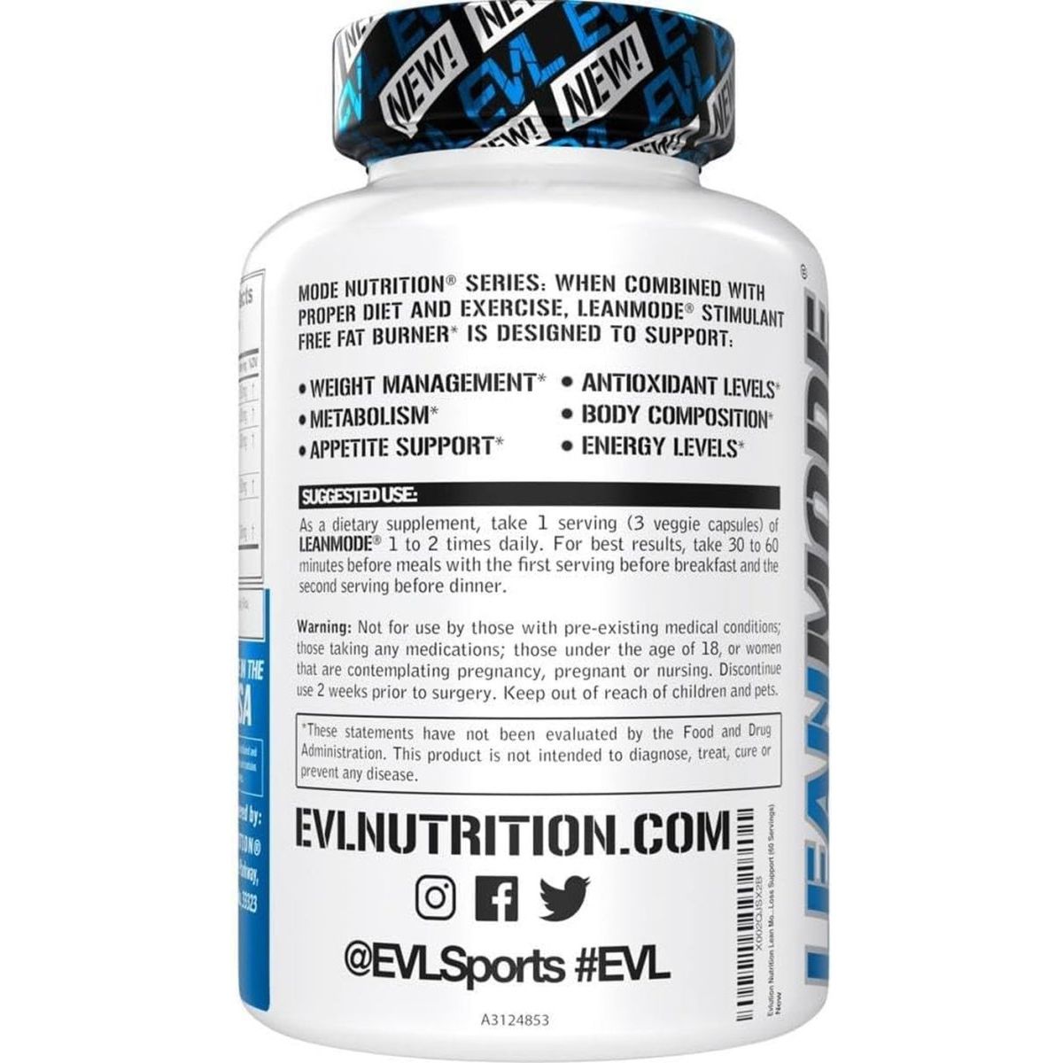 EVL Weight Loss Support Pills - Premium Multipurpose Appetite Metabolism and Fat Loss Support 60 Servings - Suppviv