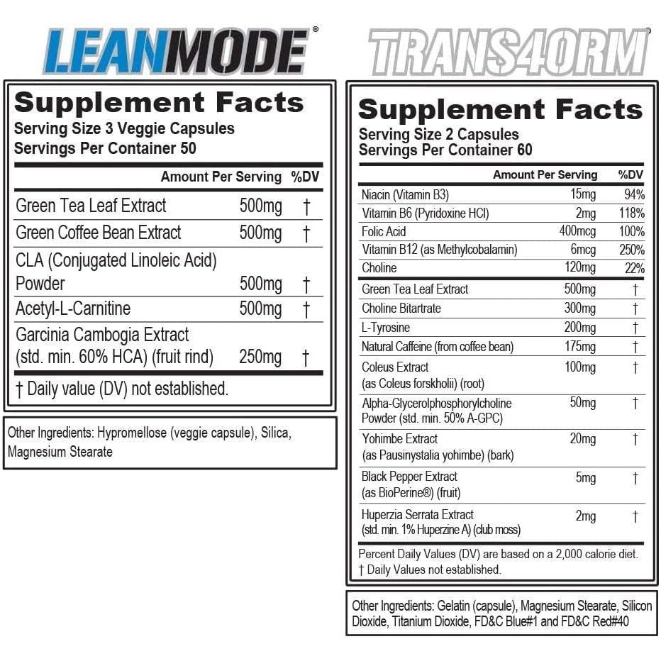 EVL Weight Loss Support Stack - Trans4Orm Thermogenic Fat Burner Support Pills - Suppviv