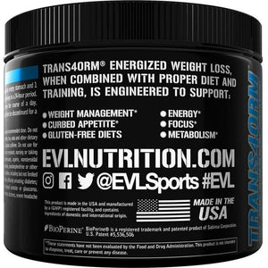 Evlution Thermogenic Fat Burning Support Powder Nutrition Trans4Orm - to Support Fast Metabolism Weight Loss - Blue Raz - Suppviv