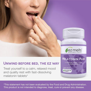 EZ Melts Dissolvable Melatonin Plus Sleep Support 60 - Day Supply - Suppviv