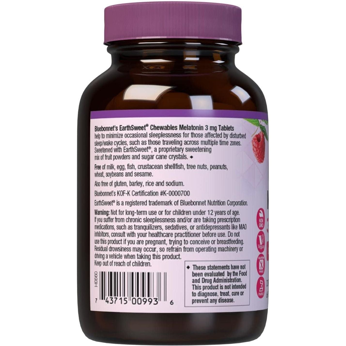 Bluebonnet Nutrition Earthsweet Melatonin 3 Mg - Relaxation & Restful Sleep Support 60 Tablets