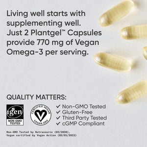 Sports Research® Vegan Omega-3 Fish Oil Alternative from Algae Oil - 60 Plantgel Capsules