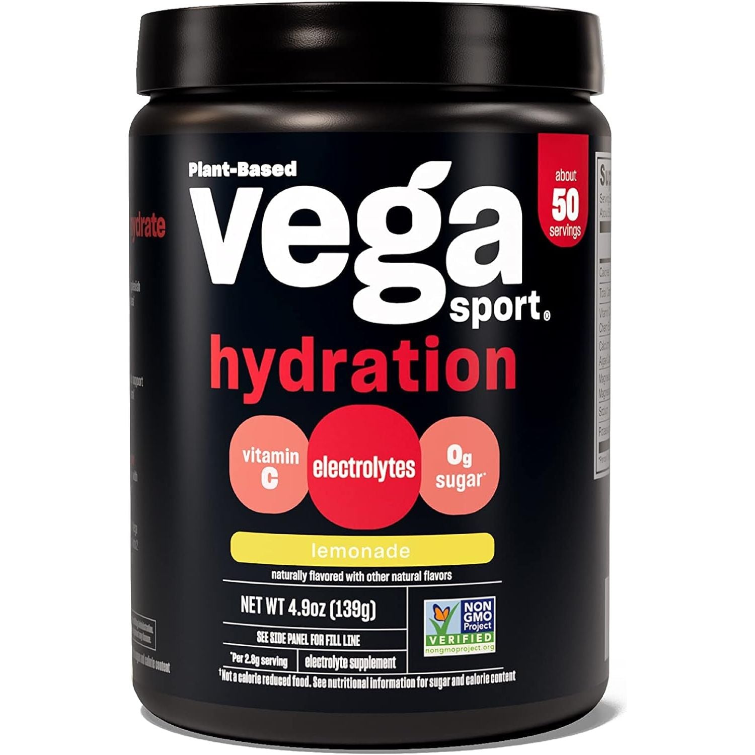 Vega Sport Hydration Electrolyte Powder, Lemonade - Post Workout Recovery Drink 4.9 Oz