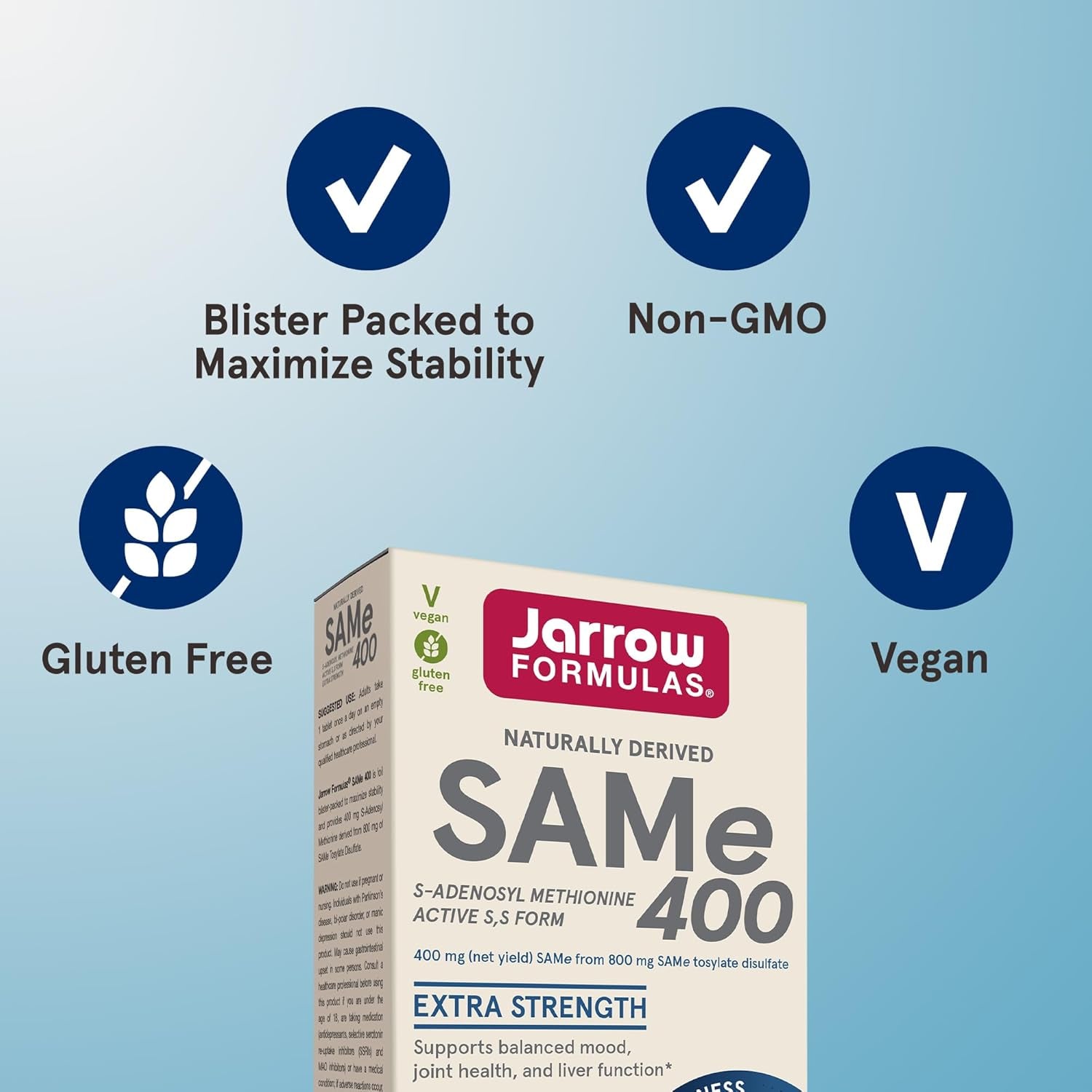 Jarrow Formulas Same 400 Mg, Supports Joint Health, Liver Function, Brain Metabolism, 30 Tablets