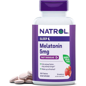 Natrol Fast Dissolve Melatonin 5 Mg, for Restful Sleep, Sleep Support for Adults, 200 Tablets