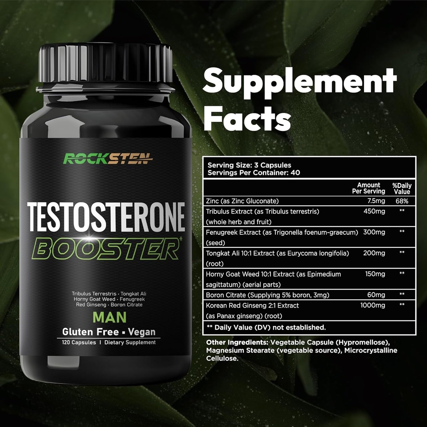 Testosterone Booster Men Supplement with Tribulus Terrestris Tongkat Ali Fenugreek Red Ginseng