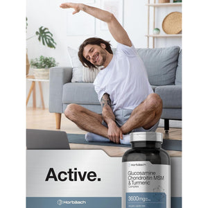 Horbäach Glucosamine Chondroitin MSM | Advanced Formula with Turmeric (3600 Mg/360 Caplets )