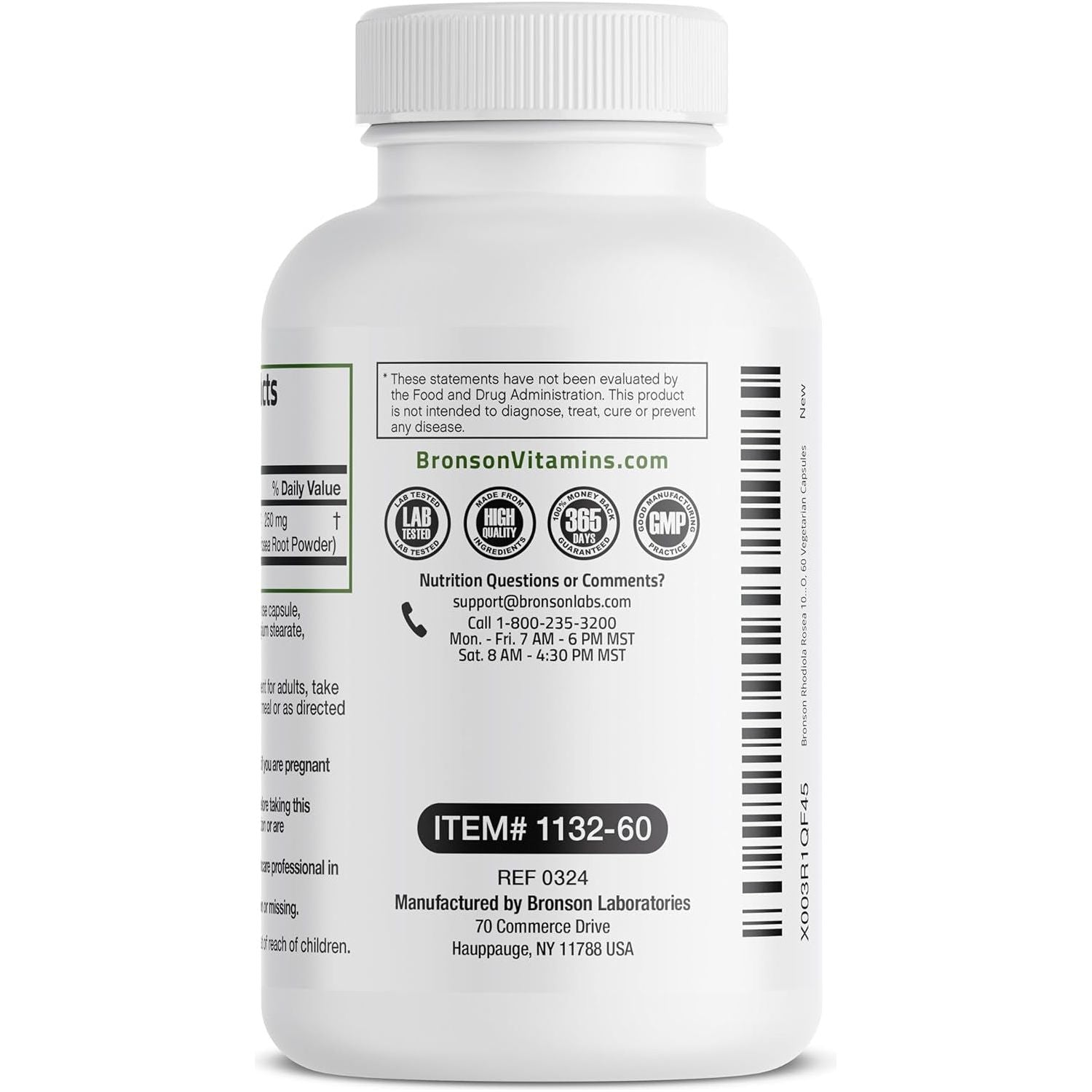 Bronson Rhodiola Rosea Vegetarian Capsules - Adaptogenic Herb - Brain, Stress & Mood Support, 60 Count