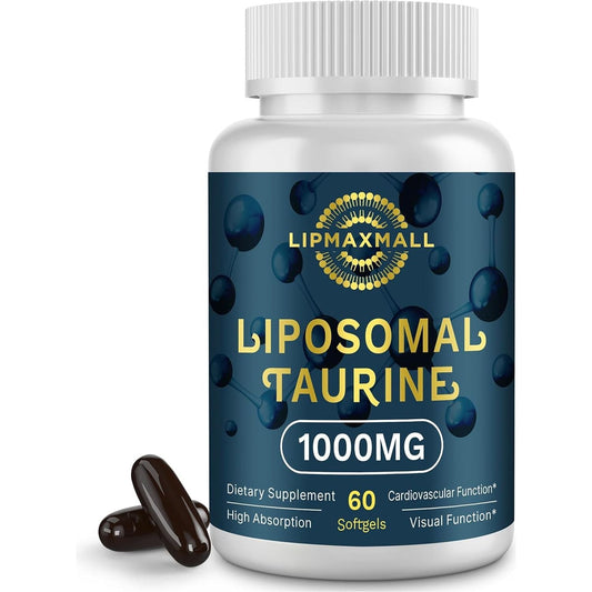 Liposomal Taurine Supplement 1000Mg, High Absorption Amino Acid for Heart, Nerve, Brain, Visual, Longevity & Muscle (60 Softgels)