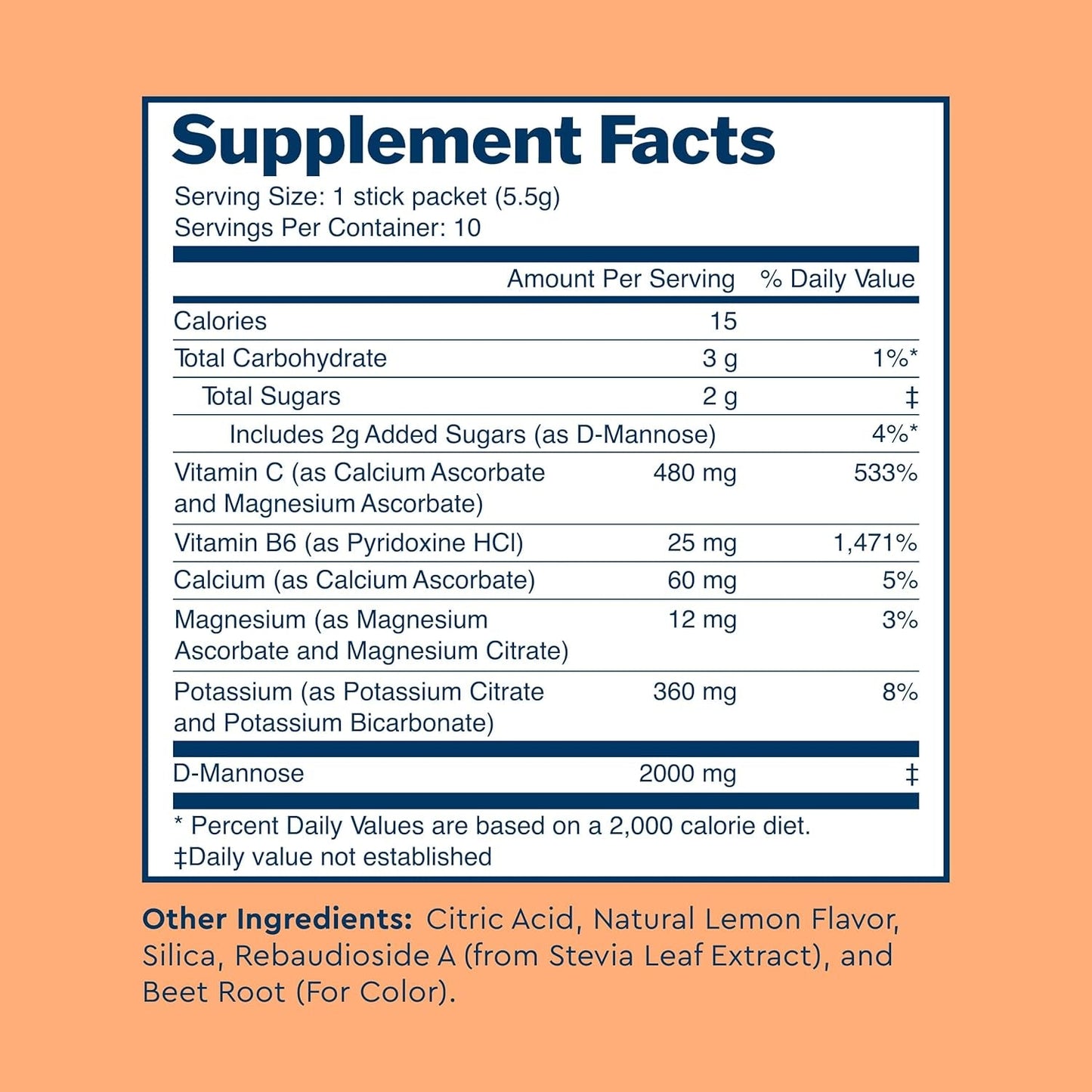 Uqora Flush - Urinary Tract* with D-Mannose, Vitamin C, Vitamin B6, Potassium, Magnesium & Calcium 10 Packets