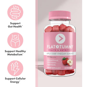 Flat Tummy Apple Cider Vinegar Gummies, 60 Count –  Detox, Support Gut Health